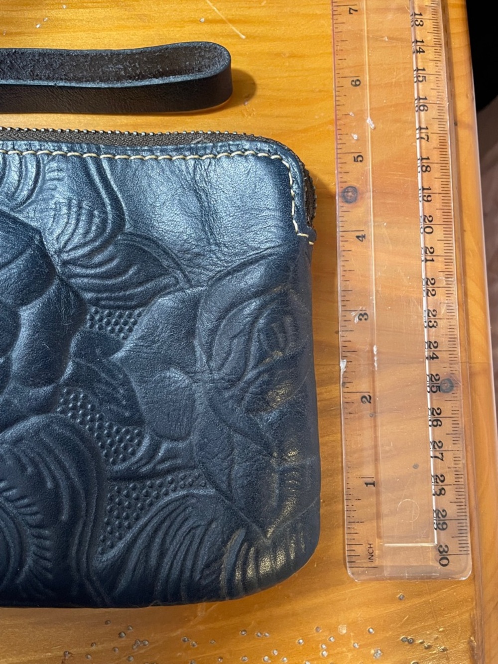 Patricia Nash Leather Embossed Wristlet.  Deep Navy. - Picture 5 of 5